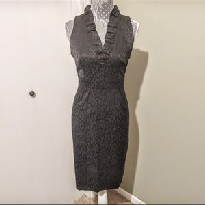 Black ruffle collar dress